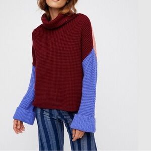 Free People Park City pullover chunky colorblock sweater